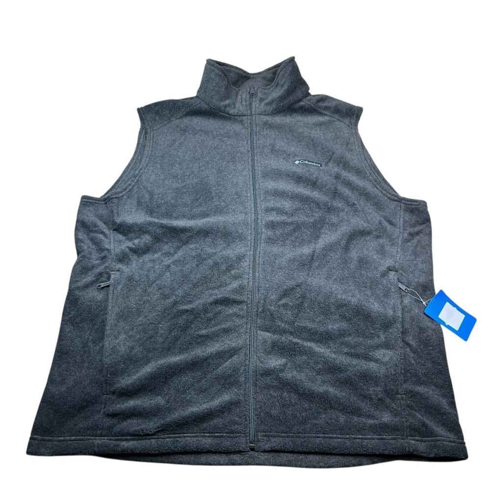 Columbia Vest Mens 2XT Gray Steens Mountain Fleece Full Zip AT1535-030 Tall NWT